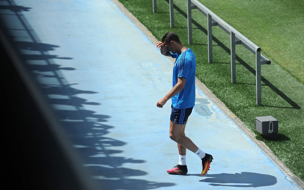 Cristiano Ronaldo limped out of Real Madrid training Tuesday, sparking concern just days before the Champions League final. The star later clarified: "I'll be fine by tomorrow or the day after."