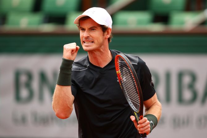 Andy Murray celebrates after winning his first-round match over Radek Stepanek. But it wasn't easy ...