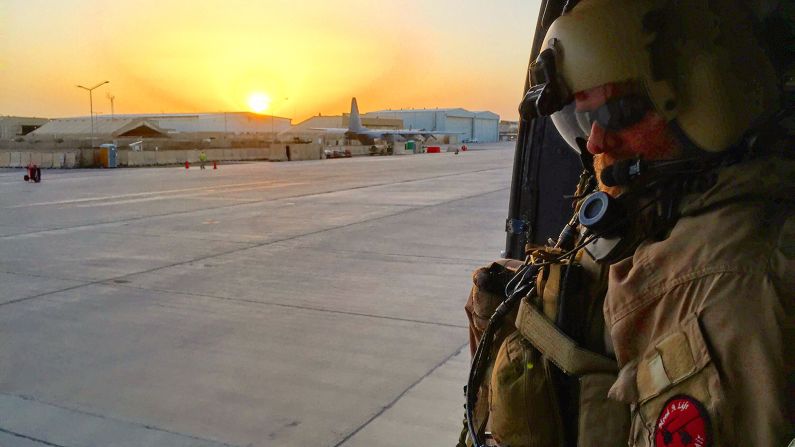 Arriving in Baghdad at sunset, the CNN crew jumped into a helicopter and was taken to its quarters for the night.