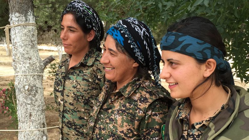 Female fighters from the Syrian Democratic Forces.