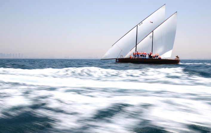 The race starts at Sir Bu Nair island, near the coast of Iran, and finishes close to Dubai's International Marine Club. The route is based on the one pearl divers would have taken on their return journeys.