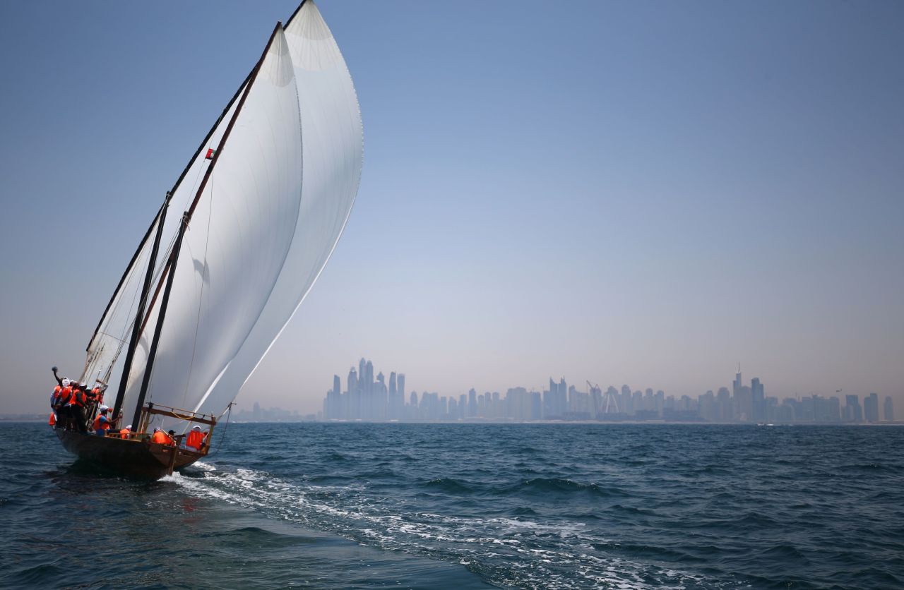 The Al-Gaffal dhow race takes place off the coast of Dubai every year and honors the pearl divers who helped establish the Emirate state as a trading port.