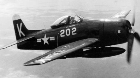 Jesse Leory Brown in an F8F Bearcat a year before deploying to Korea. 
