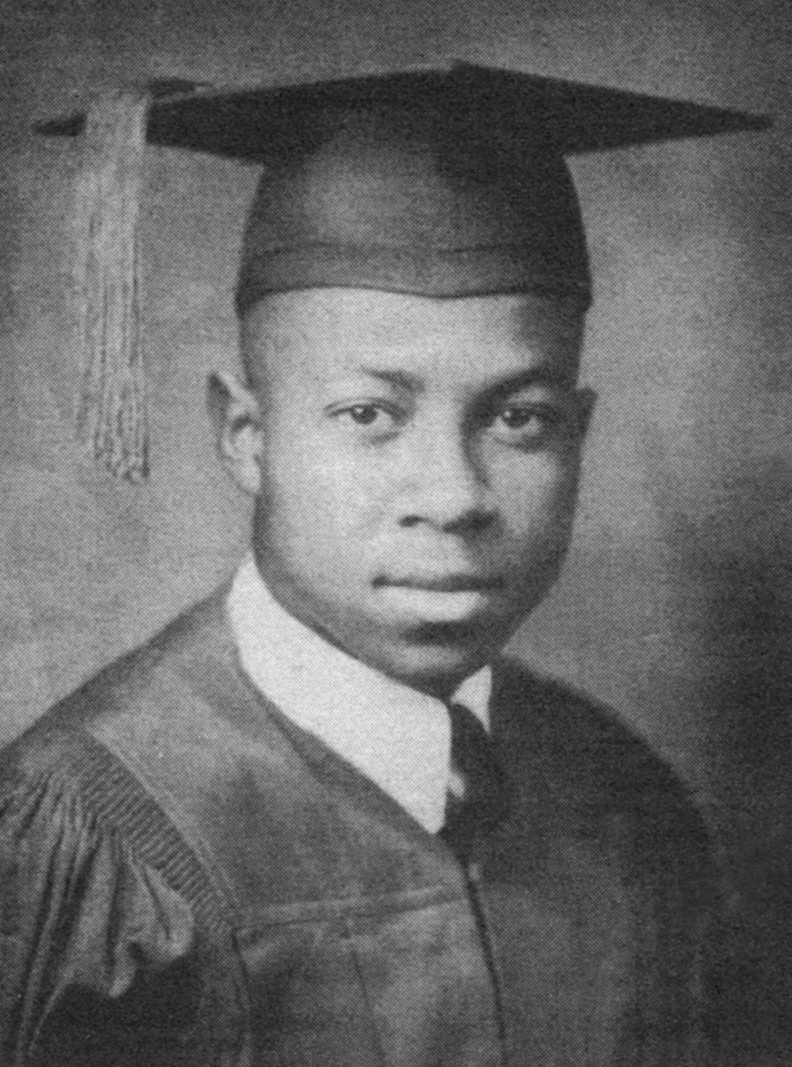 Brown's 1944 high school graduation photo. He was such a brilliant student that one of his instructors let him teach when she was busy with other work.