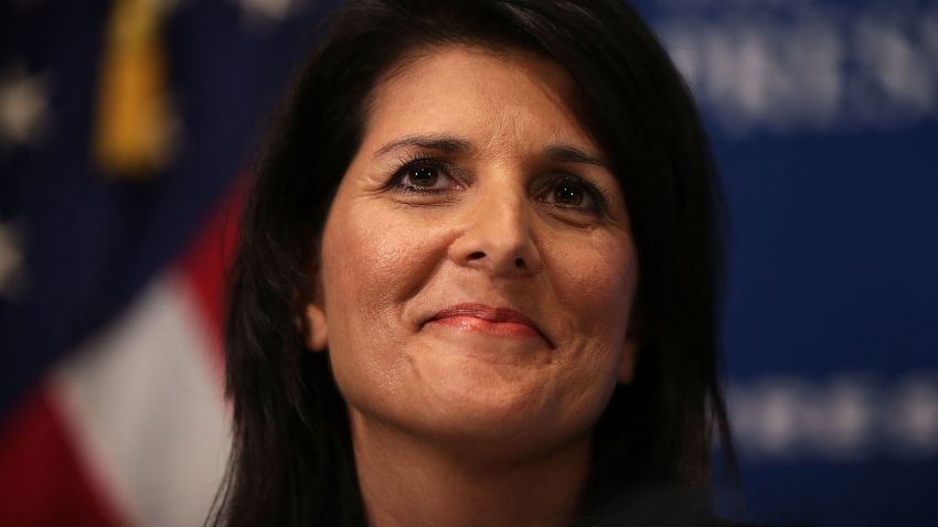 South Carolina Governor Nikki Haley addresses a Newsmaker Luncheon at the National Press Club September 2015 in Washington, DC.