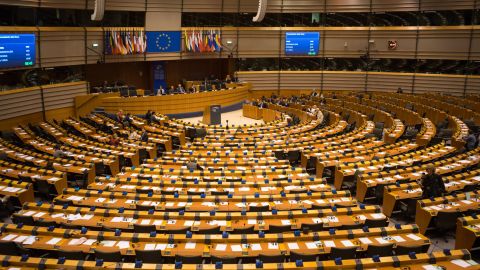 The European Parliament in Brussels, Belgium.