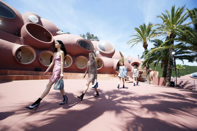 Pierre Cardin's Palais Bulles on the French Riviera provided a spectacular architectural setting for last year's Dior Cruise collection. 92-year-old fashion legend Cardin was in attendance.