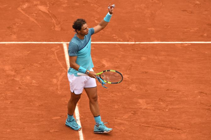 So far Nadal isn't lingering on court at Roland Garros. The nine-time champion has dropped a total of nine games in two rounds. 