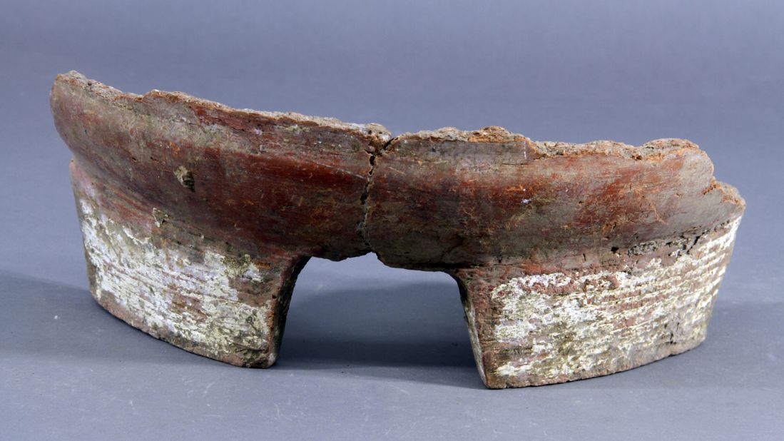 A fragment of a stove that scientists say was probably used to heat the fermenting grain mash during the beer-brewing process. 