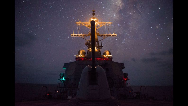 The USS Gonzalez, a guided-missile destroyer, travels in the Gulf of Aden on Saturday, May 14.