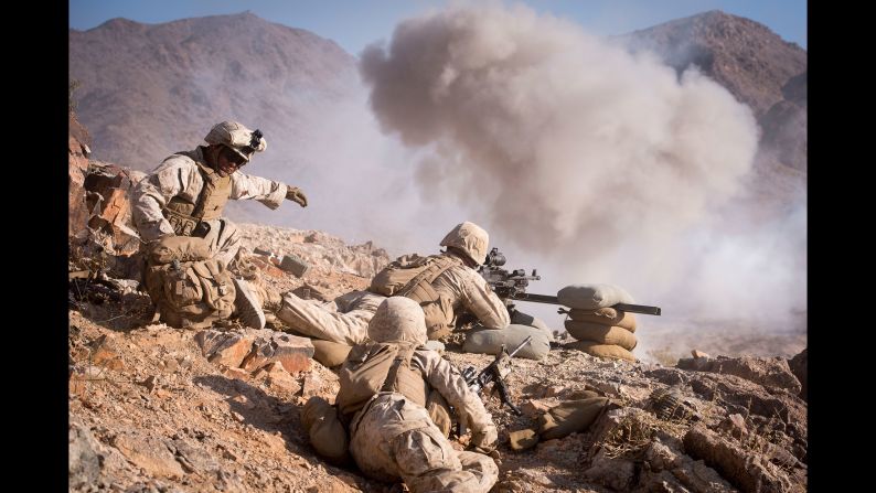 U.S. troops train at a range in Twentynine Palms, California, on Wednesday, May 25.