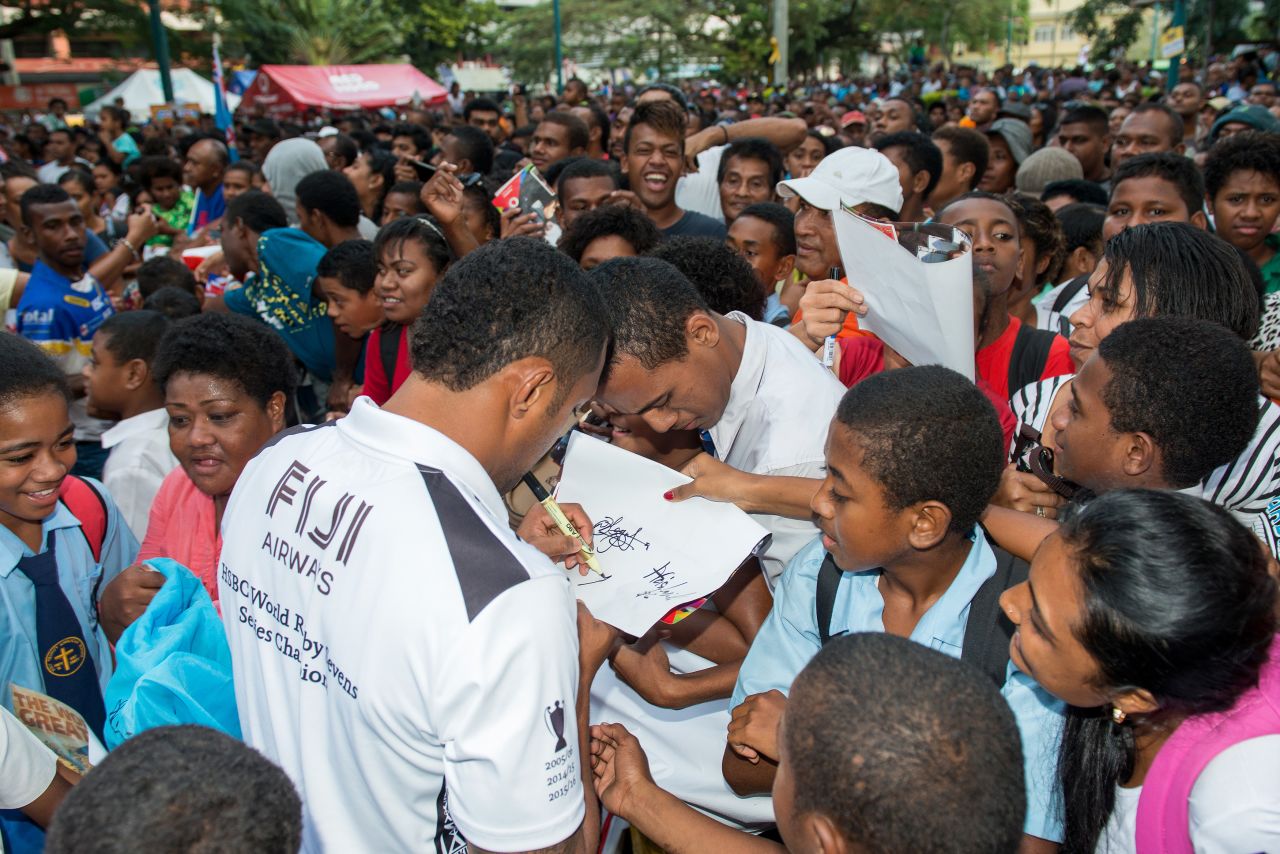The team successfully defended its title after reaching the quarterfinals of the 2015-16 season finale in London, and received a heroes' welcome back home in Suva. 