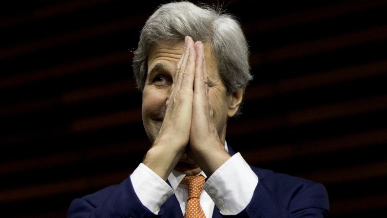 U.S. Secretary of State John Kerry acknowledges the crowd as he arrives for President Barack Obama's town-hall event in Ho Chi Minh, City, Vietnam, on Wednesday, May 25. <a href="http://www.cnn.com/2016/05/23/politics/gallery/obama-in-asia-may-2016/index.html" target="_blank">See more photos of Obama's trip to Vietnam and Japan</a>