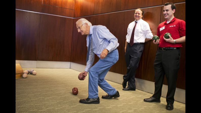 U.S. Rep. Bill Pascrell, left, competes in the fourth annual Congressional Bocce Ball Tournament on Monday, May 23. Pascrell and his partner, U.S. Rep. Pat Tiberi, center, defeated a team from Xerox in an event sponsored by the National Italian American Foundation.
