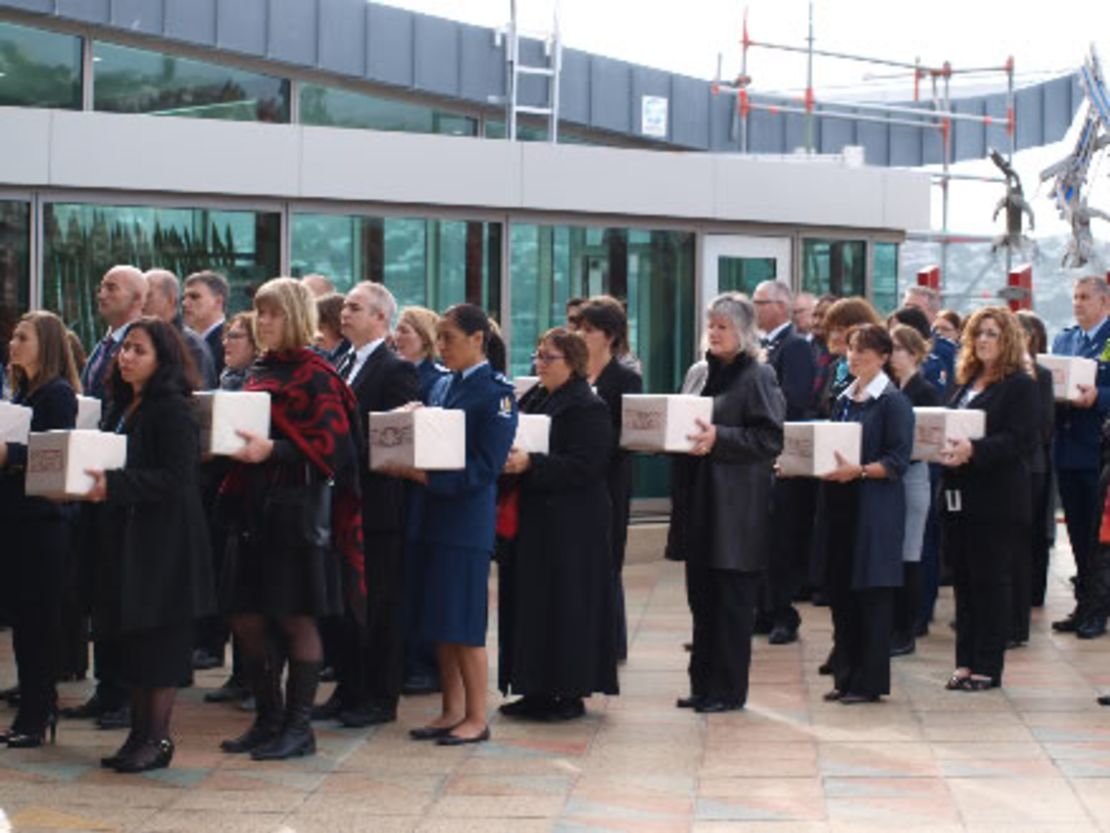 Community members held a ceremony as remains of indigenous people were returned. 