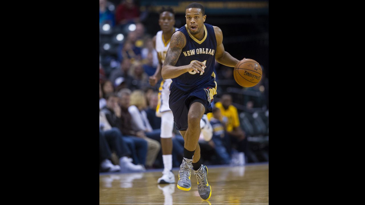 New Orleans Pelicans' Bryce Dejean-Jones, seen here during a game in Indianapolis earlier this year, died Saturday from a gunshot wound. 