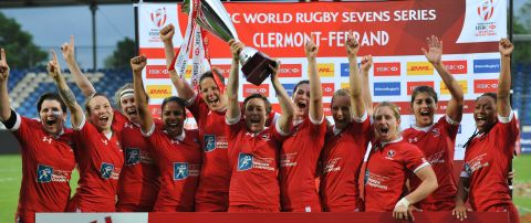 The Canadians then celebrated after beating Australia 29-19 to lift the cup, with Landry crossing again for her 19th try of the series and also adding a vital penalty drop-goal after returning from the sin bin. Landry was the series' overall leading points scorer on 158. 