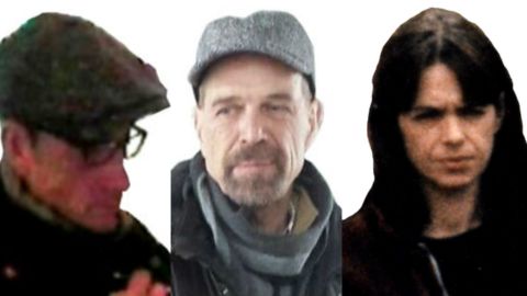 Images believed to be of ex-Baader-Meinhof Group members Burkhard Garweg, left, Ernst-Volker Staub and Daniela Klette.