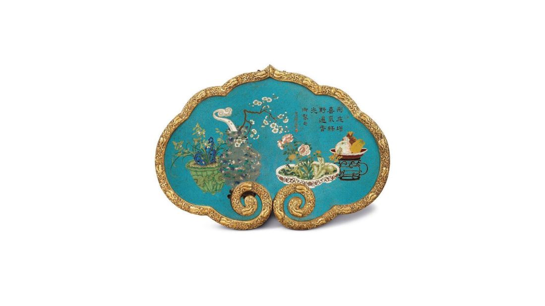 Cloisonne enamel and gilt-bronze panel, from the Qianlong period, 1736-1795 (Sold: $2,023,545) 
