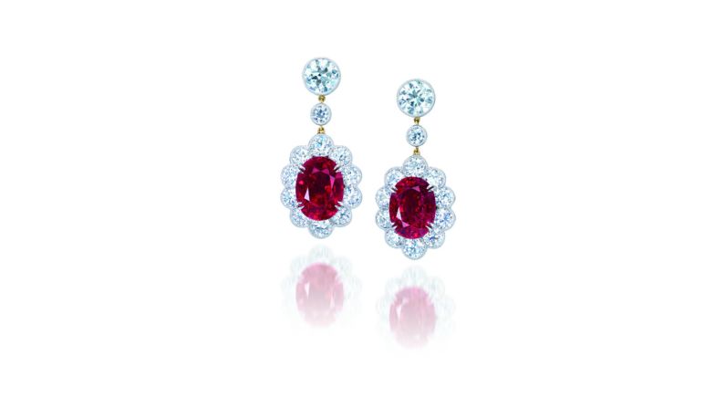Oval-shaped ruby and diamond ear pendants (Sold: $11,608,216) 