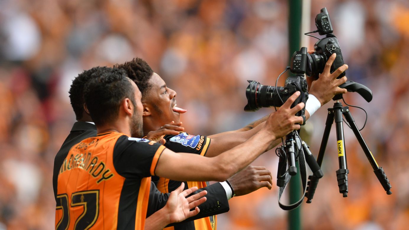 Hull City players take a selfie Saturday, May 28, after winning the playoff final of the Championship, which is the second tier of English soccer. Hull defeated Sheffield Wednesday 1-0 in London, <a href="http://www.cnn.com/2016/05/28/sport/hull-city-sheffield-wednesday-premier-league/" target="_blank">securing a return to the Premier League.</a>