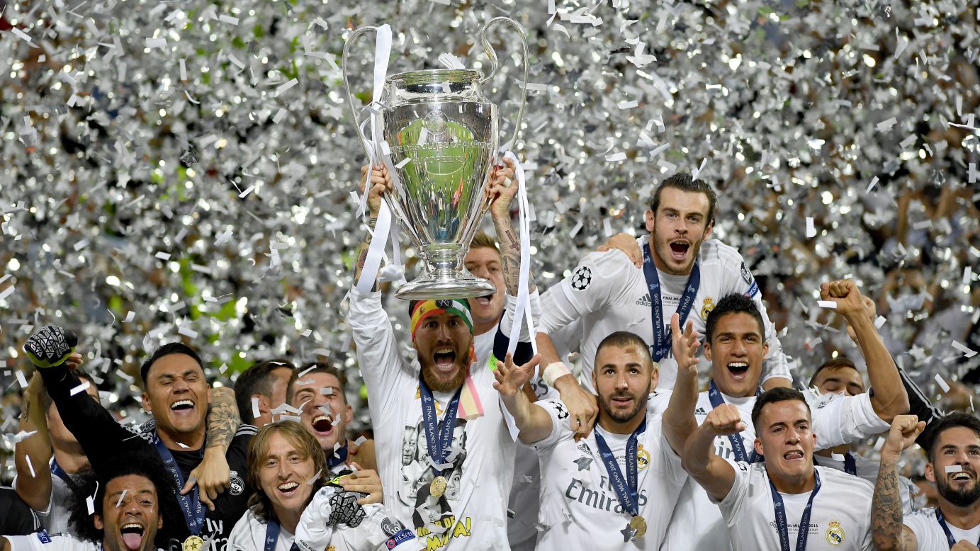 Sergio Ramos lifts the Champions League trophy after <a href="http://www.cnn.com/2016/05/28/football/real-madrid-champions-league-atletico/" target="_blank">Real Madrid defeated Atletico Madrid in the final</a> on Saturday, May 28. It is the 11th European Cup for Real, which won on penalties.