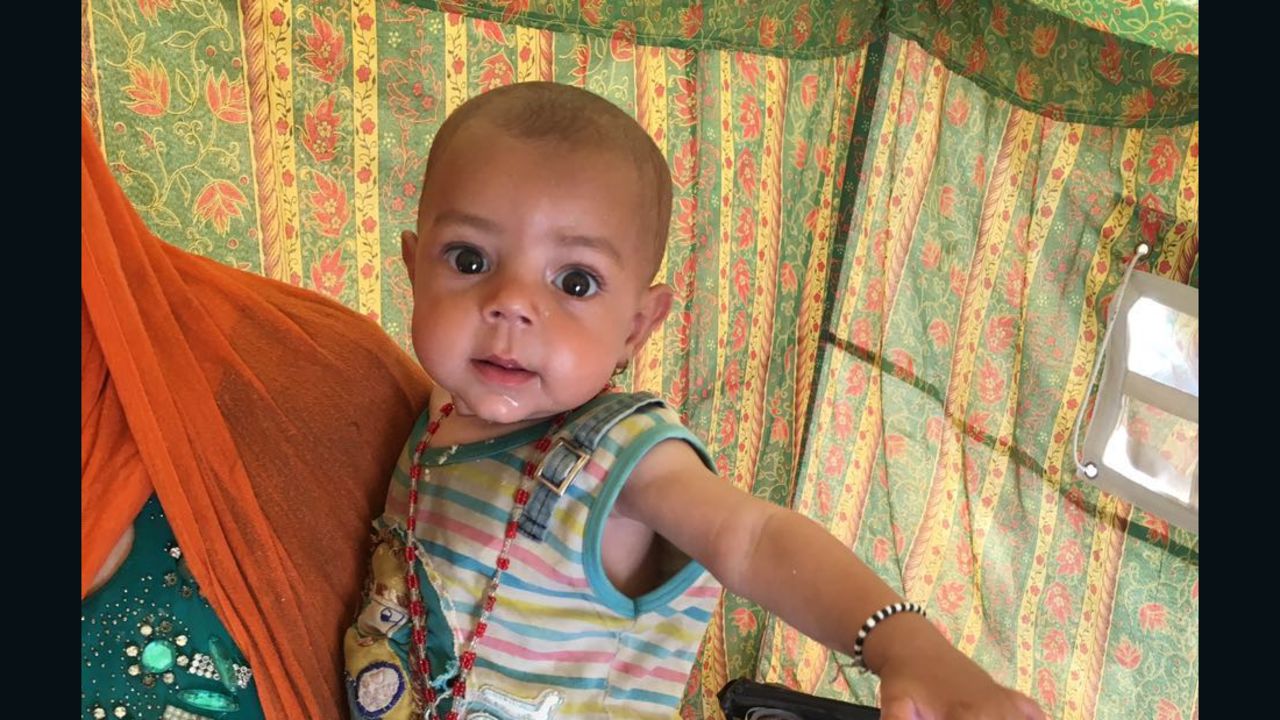 Baby Yousra at a refugee camp in Iraq