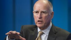 California governor Jerry Brown talks about new efforts to cope with climate change during a panel discussion at the 18th annual Milken Institute Global Conference on April 29, 2015 in Beverly Hills, California.