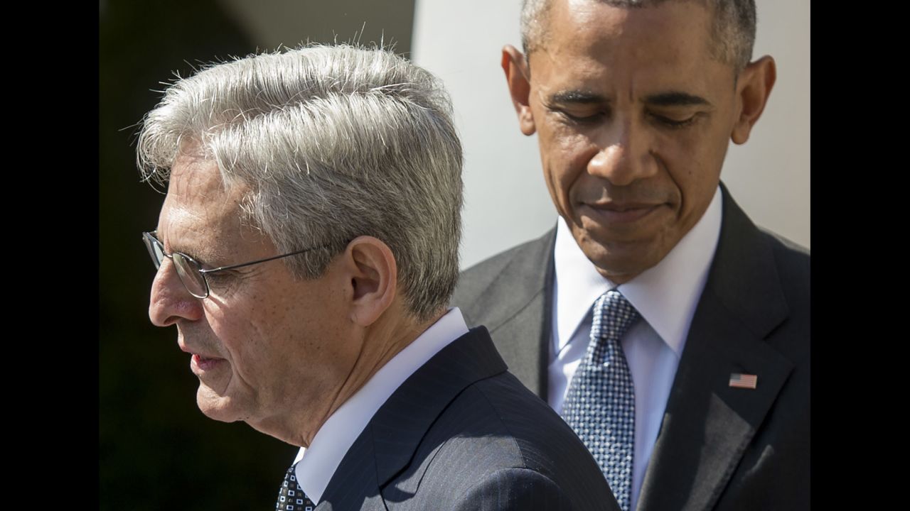 <strong>Scalia's replacement: </strong>Obama joins his Supreme Court nominee, Merrick Garland, in the Rose Garden of the White House in March. But Republicans <a href="http://www.cnn.com/2016/05/10/politics/merrick-garland-supreme-court-senate-republicans/" target="_blank">have vowed to block</a> any replacement for Antonin Scalia until a new President takes office. 