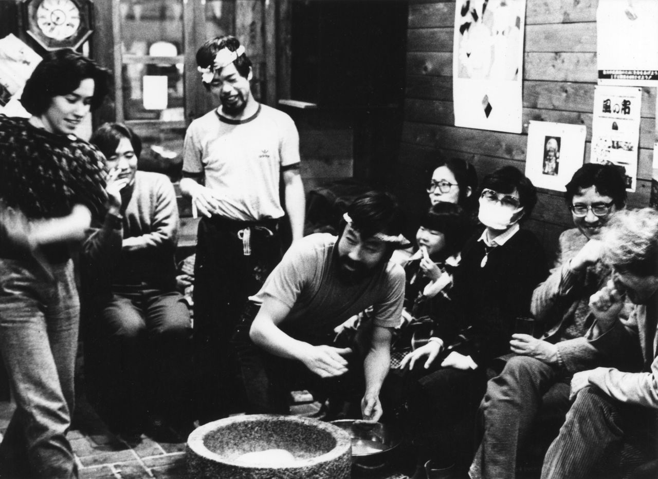 A rice cake making party at the Cafe, held "instead of a general shareholders meeting". Pictured left is prominent anti-nuclear activist Aileen Mioko Smith.