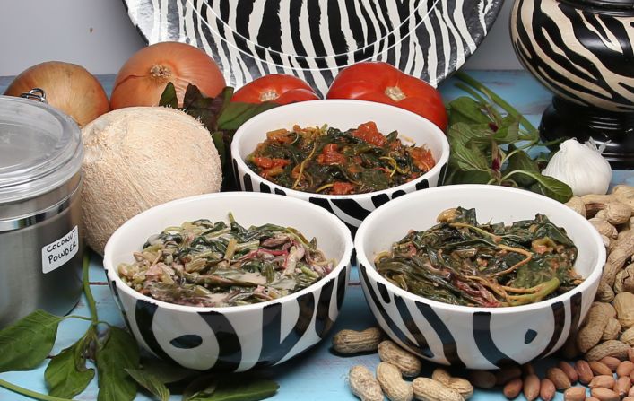Miriam Kinunda makes dishes with local ingredients such as these Amaranth leaves. She shares the recipes <a href="index.php?page=&url=https%3A%2F%2Fmiriamkinunda.com%2F" target="_blank" target="_blank">on her website</a>, her <a href="index.php?page=&url=https%3A%2F%2Fwww.youtube.com%2Fchannel%2FUC3N9GXTvrKYbCNUPux0pb0g" target="_blank" target="_blank">YouTube channel</a> and in her cookbooks. 