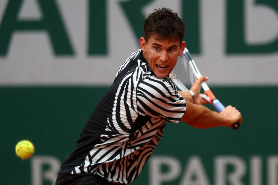 Dominic Thiem's match against Marcel Granollers is locked at one set-all with the No. 13 seed taking the first set 6-2, before his Spanish opponent claimed the second on a tiebreak and the inevitable deluge ensued to bring the match to a halt. Play was canceled at about 7 p.m. local time. 