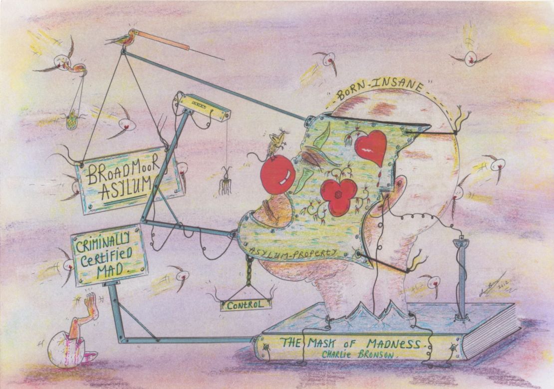 Many of Salvador's works feature motifs referencing his time in Britain's secure medical facilities. 