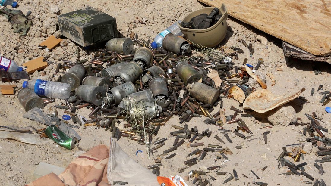 Grenades and shells lie on the ground in Falluja during fighting between Iraqi forces and ISIS on June 1.