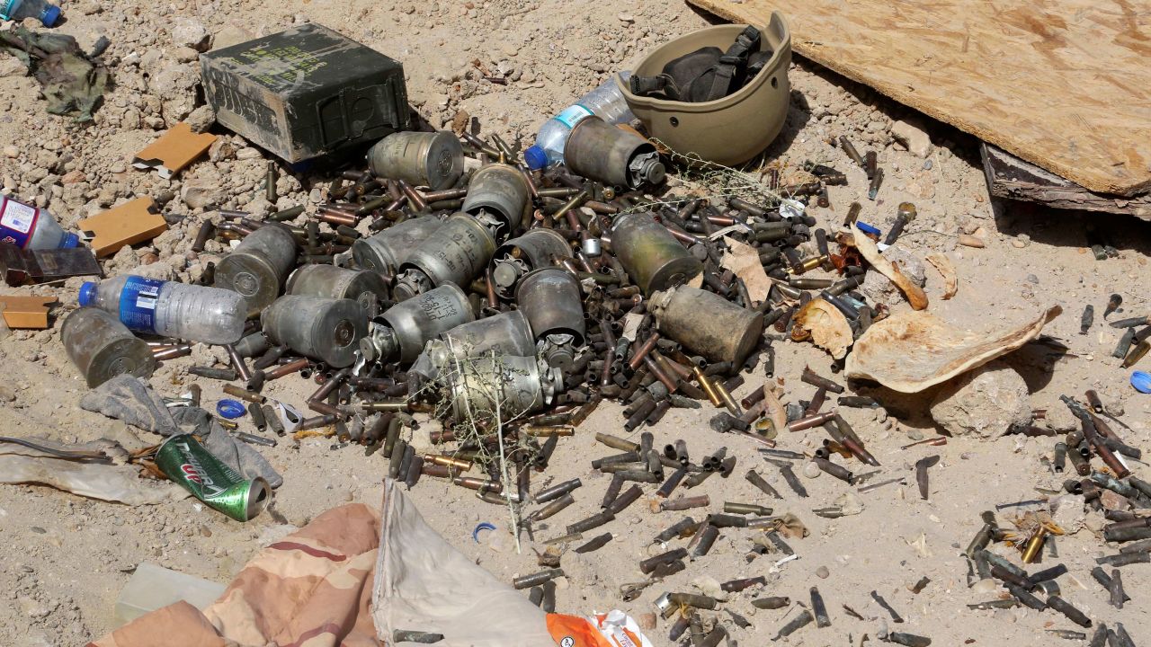 Grenades and shells lie on the ground in Falluja during fighting between Iraqi forces and ISIS on June 1.
