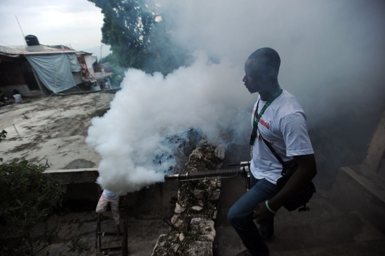 Insecticide spraying (pictured) has been another approach in malaria control in areas with seasonal malaria, where malaria cases rise rapidly during their rainy season. However, resistance is again making this option less effective than recent years.