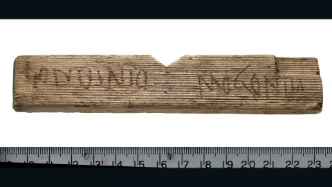 The ancient Roman writing tablet bears the inscription "Londinio Mogontio" -- the earliest reference to London. 