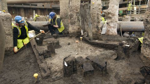Excavating the site where the writing tablets were found.