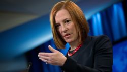 State Department spokeswoman Jen Psaki speaks at the daily briefing at the State Department in Washington,DC on March 10, 2014. 