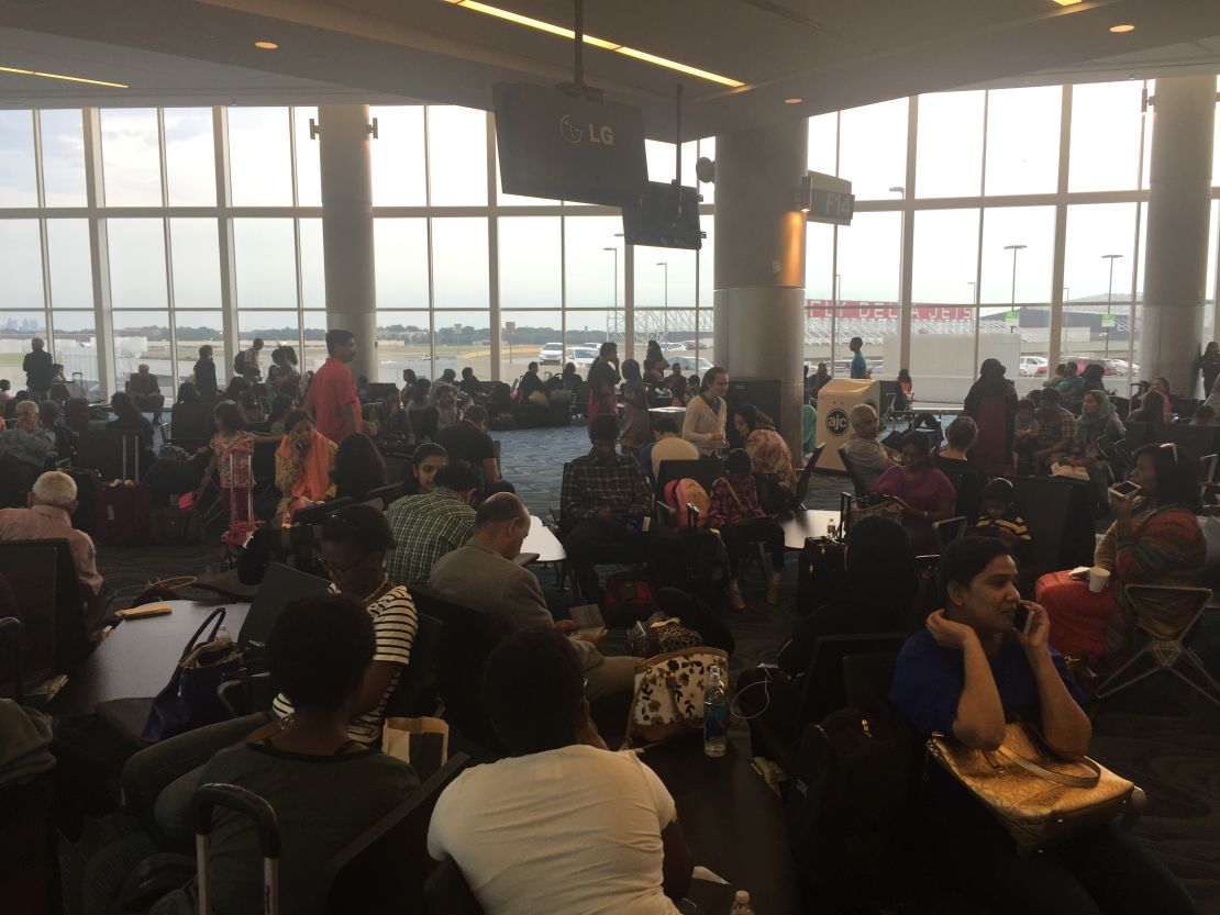 Qatar Airways passengers had to take shuttle buses from their plane to Atlanta airport's international terminal Wednesday.
