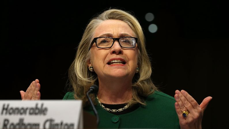 Clinton testifies before the Senate Foreign Relations Committee about the September 11 attacks against the U.S. mission in Benghazi, Libya, on January 23, 2013. 