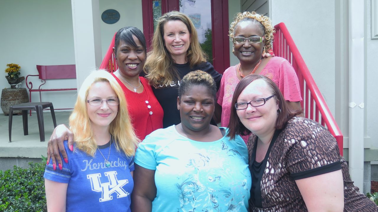 Becca Stevens, top center, started Thistle Farms, which has five residential communities in Nashville.