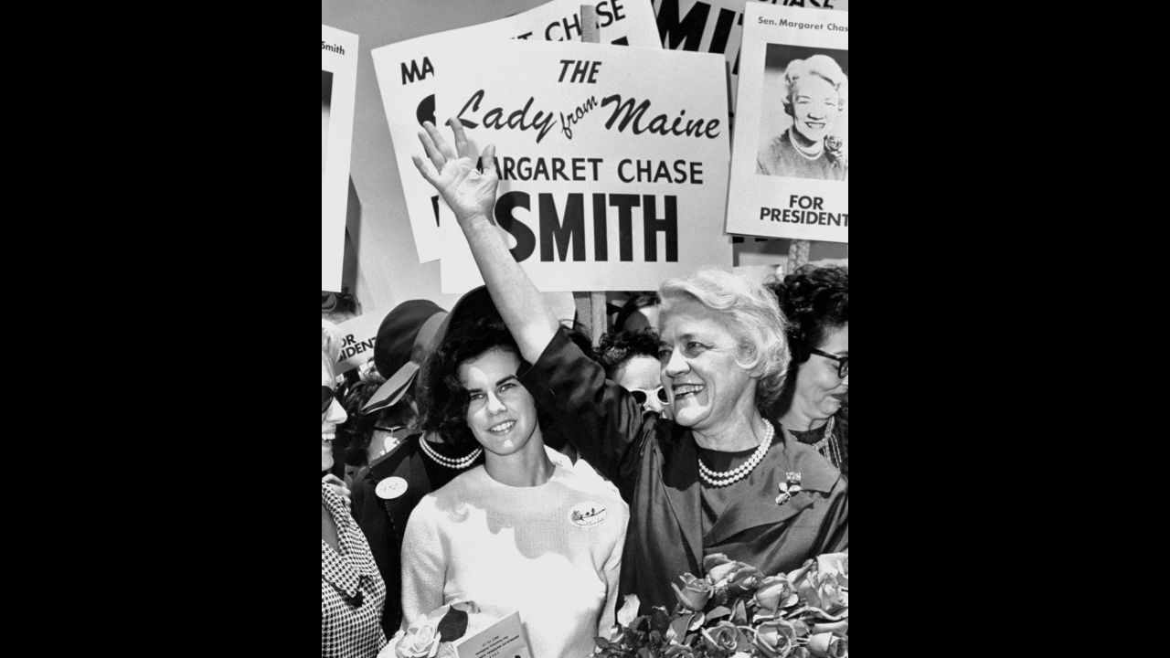Sen. Margaret Chase Smith was the first woman to serve in the House of Representatives and Senate. She was also the first woman to be placed in nomination for the presidency at a major party's convention (the Republican National Convention in 1964).
