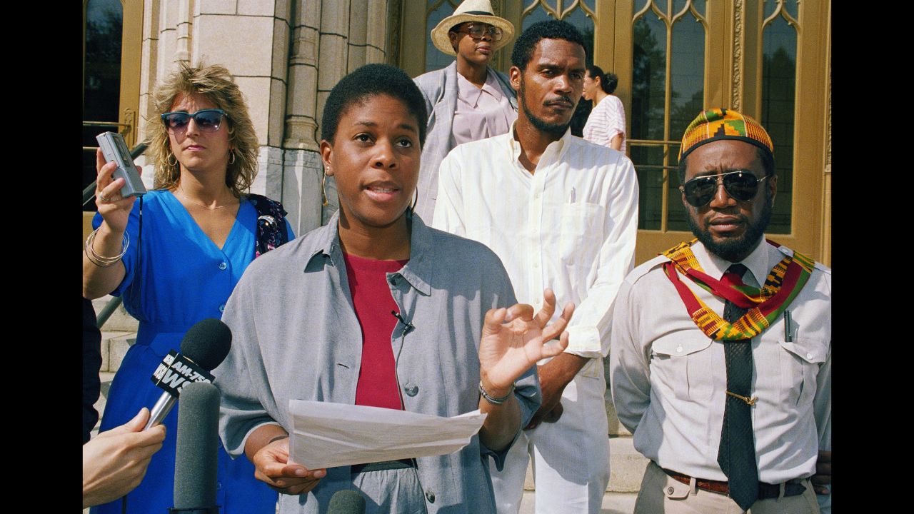 Lenora Fulani ran for president in 1988 and 1992 as a candidate of the New Alliance Party. Here, she holds a news conference at Atlanta City Hall in July 1988. 