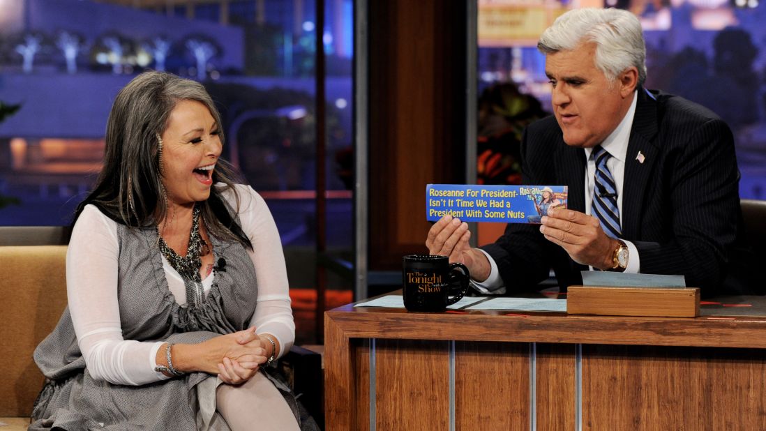 Roseanne Barr announces she is a candidate for president on "The Tonight Show with Jay Leno" in 2011. She won the 2012 nomination of the Peace and Freedom Party. 