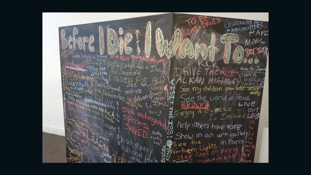 A chalkboard "bucket list" got people talking at the Before I Die Festival.