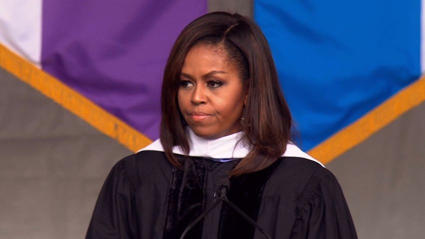 michelle obama commencement donald trump wall