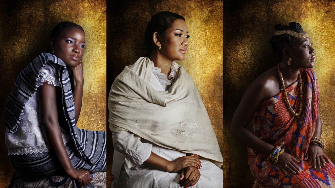 Some of Choumali's subjects, of Guere, Merina and Baoule backgrounds (left to right).