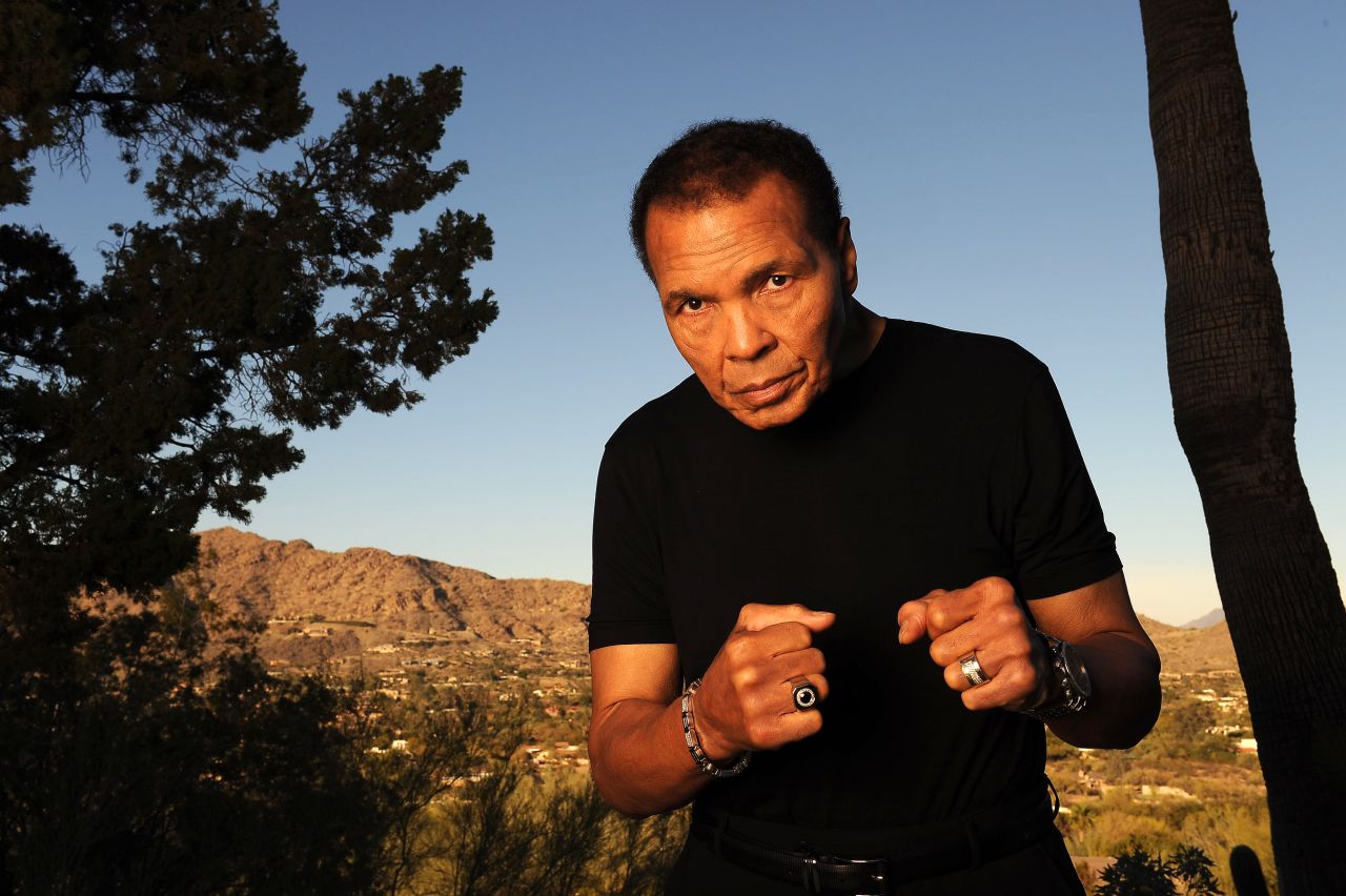 Ali poses during a photo shoot outside his home in Paradise Valley, Arizona, in January 2012.