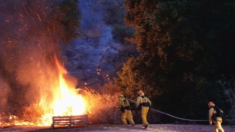 Firefighters outside Calabasas, California, on Saturday.